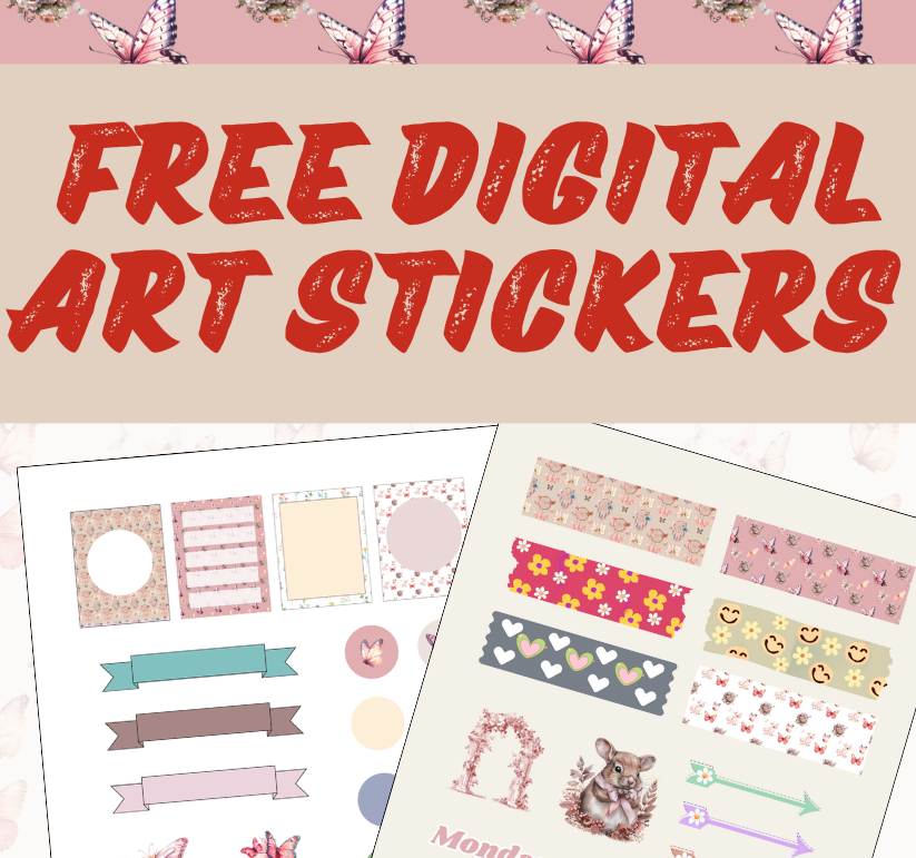 Digital Art Stickers with Pre-cropped Set for Free (22 pages)