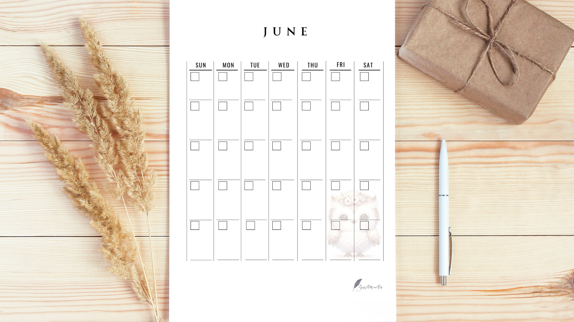 Free Boho Monthly Calendar Printable