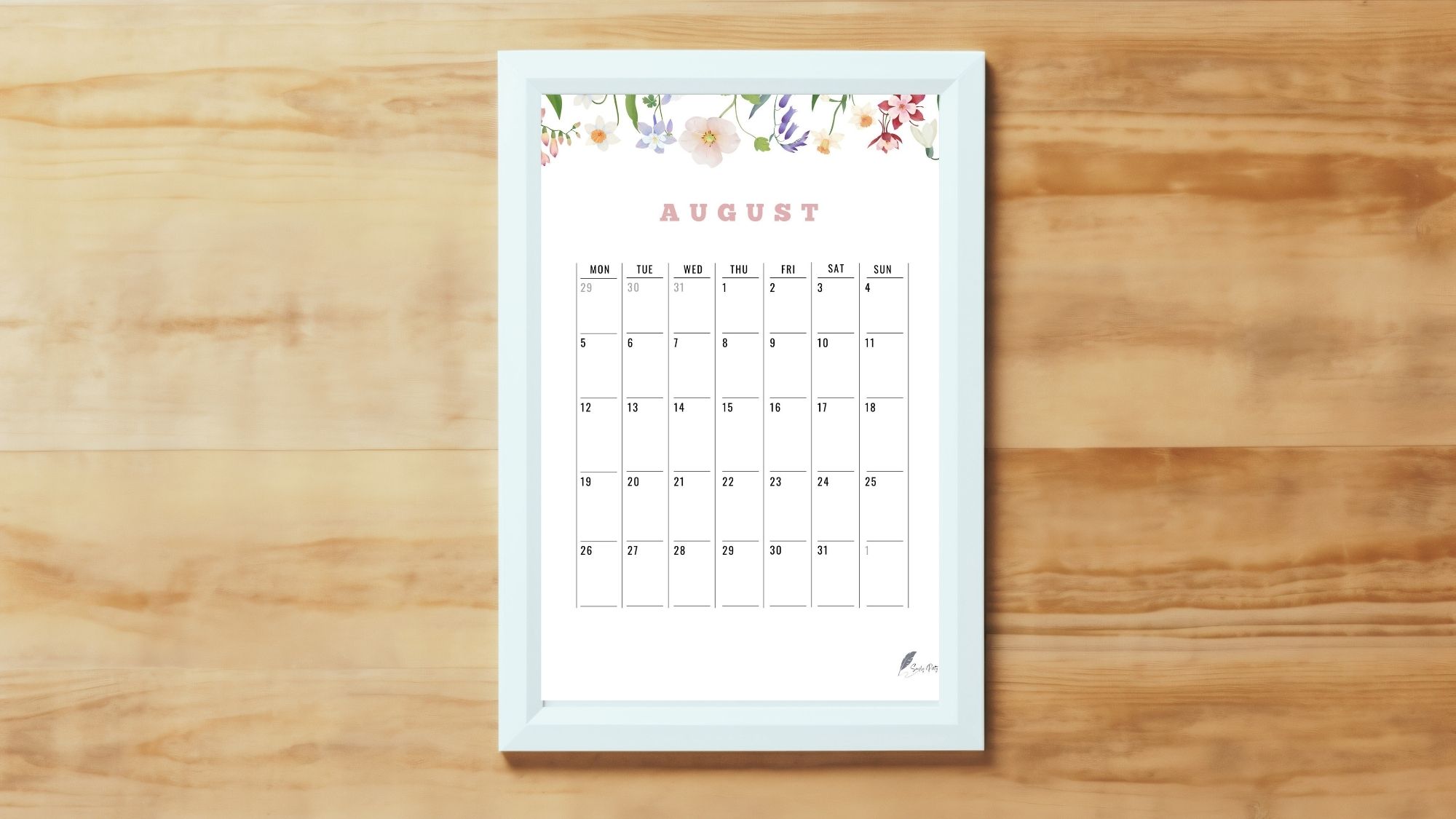 Free August Calendar Printable 2024