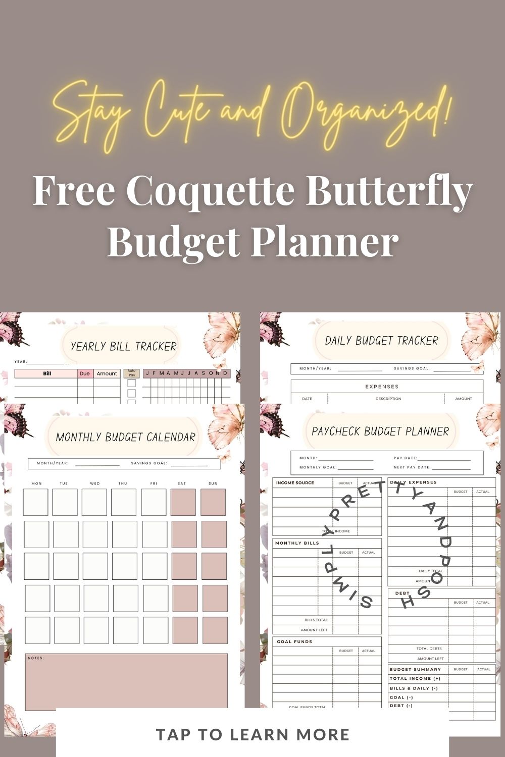 Coquette Cute Budget Planner with Editable Fields Free