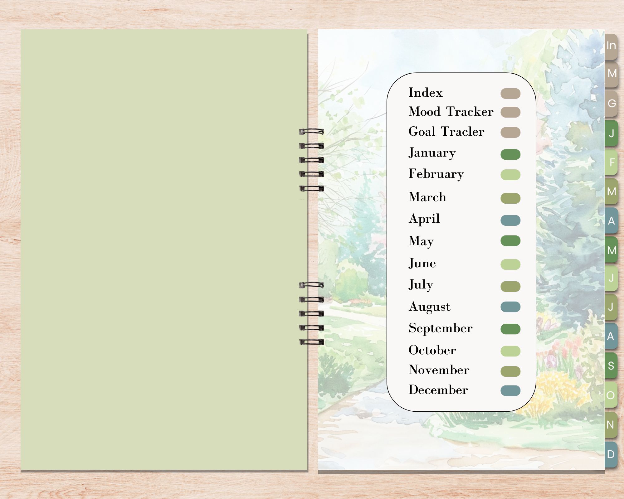 Monthly Planner Digital Journal Free-Green Garden