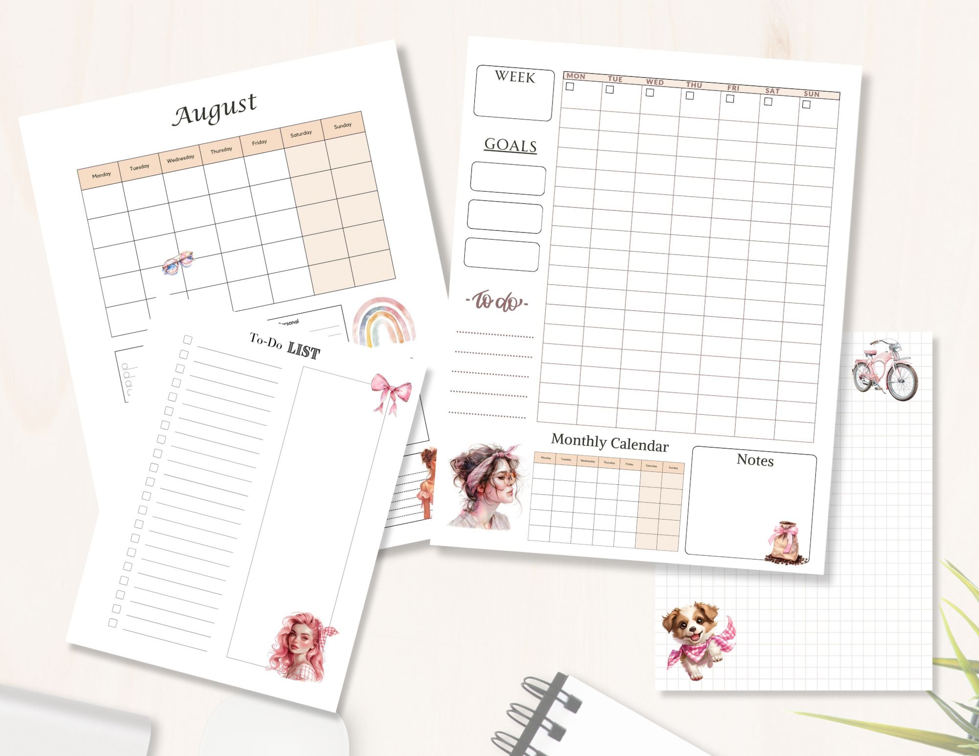 August Printable Planner Pages